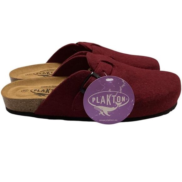Plakton Clogs Women 11 42 Red Blogg Felted Wool Cork Slip On Soft Footbed NEW - Picture 3 of 8